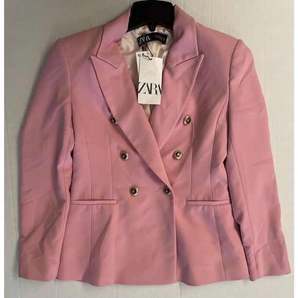 ZARA WOMAN SZ SMALL DOUBLE-BREASTED METAL BUTTON BLAZER JACKET 8300/663/620 - Picture 2 of 13
